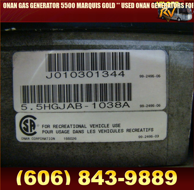 Salvage RV Parts ONAN GAS GENERATOR 5500 MARQUIS GOLD ** USED ONAN GENERATORS FOR SALE ** Auto