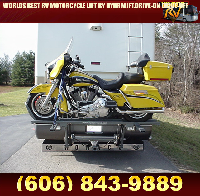 Salvage RV Parts WORLDS BEST RV MOTORCYCLE LIFT BY HYDRALIFT.DRIVE-ON ...