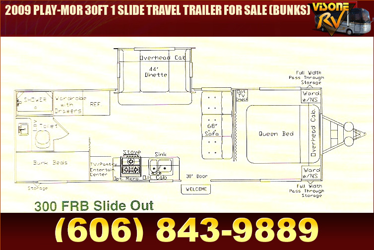 Salvage RV Parts 2009 PLAYMOR 30FT 1 SLIDE TRAVEL TRAILER FOR SALE (BUNKS) RVs Campers