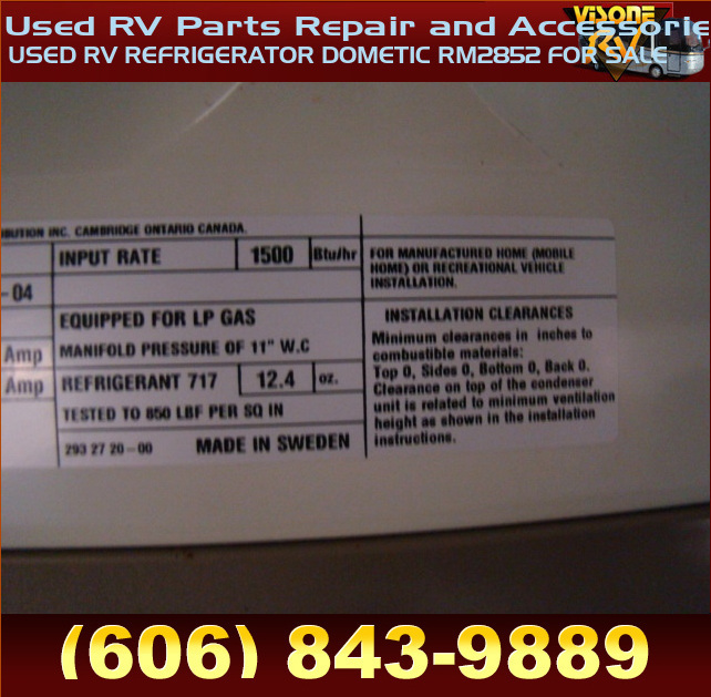 Used RV Parts USED RV REFRIGERATOR DOMETIC RM2852 FOR SALE Used RV