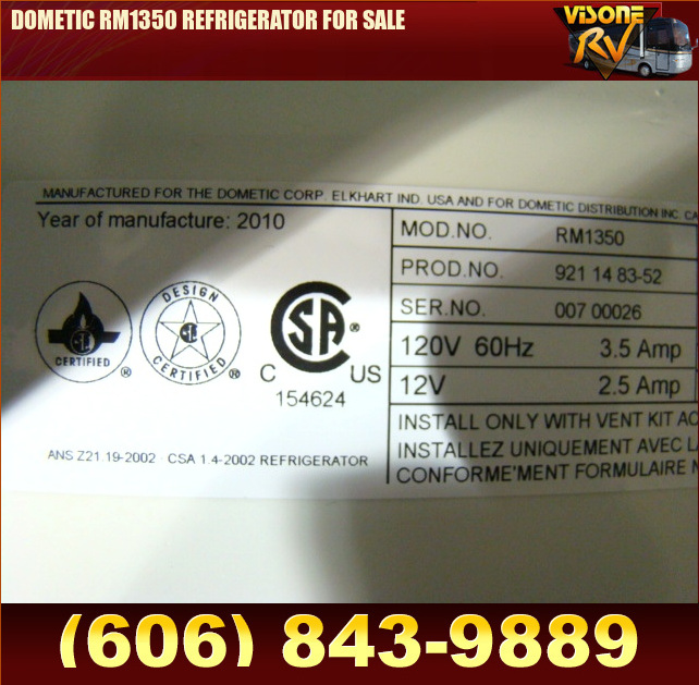 Salvage RV Parts DOMETIC RM1350 REFRIGERATOR FOR SALE Used RV Parts