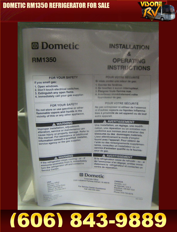 Salvage RV Parts DOMETIC RM1350 REFRIGERATOR FOR SALE Used RV Parts