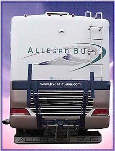 WORLDS BEST RV MOTORCYCLE LIFT BY HYDRALIFT.DRIVE-ON DRIVE-OFF