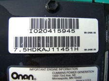 Used Onan RV Generator 7.5 Quite Diesel For Sale 