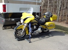WORLDS BEST RV MOTORCYCLE LIFT BY HYDRALIFT.DRIVE-ON DRIVE-OFF