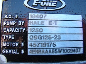 1998 E-ONE FIRE TRUCK PUMPER WITH FOAM SYSTEM FOR SALE