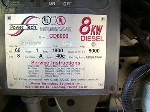 8.0 POWER-TECH DIESEL GENERATOR ( cargo BASEMENT MOUNTED ), 